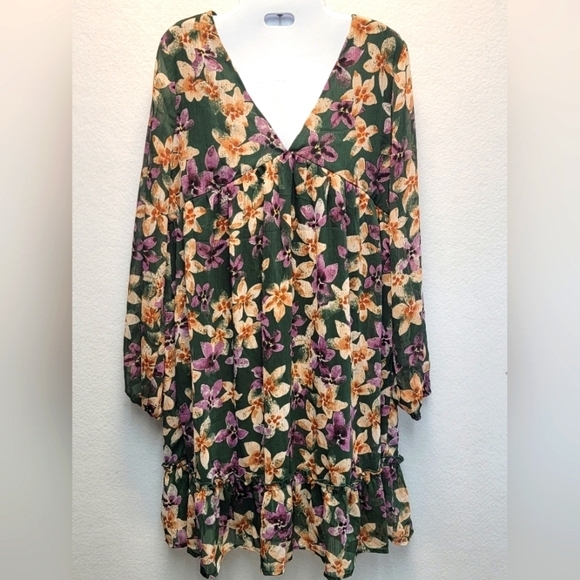 KAILEIGH Stitch Fix Women's Size  Small Long Sleeve V-neck Baby Doll Mini Dress - Picture 1 of 9
